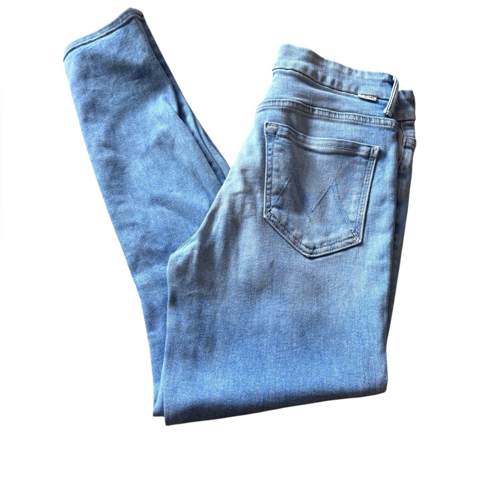 MOTHER High Waisted Looker Crop Jeans Swimming Pool Sunday Light Wash Denim
